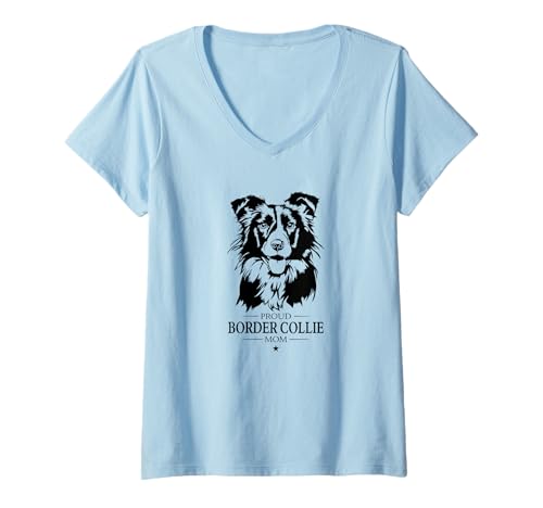 Damen Stolzer Border Collie Mom Hund Hunderasse Collie Hunde T-Shirt mit V-Ausschnitt von Wilsigns Border Collie Mom Designs