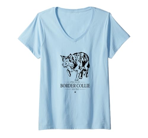 Damen Stolzer Border Collie Mom Hund Hunderasse Collie Hunde T-Shirt mit V-Ausschnitt von Wilsigns Border Collie Mom Designs