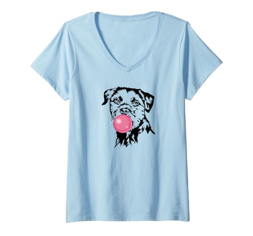 Damen Lustiger Border Terrier Portrait Hund Hunde Jagdhunde T-Shirt mit V-Ausschnitt Damen Lustiger Border Terrier Portrait Hund Hunde Jagdhunde T-Shirt mit V-Ausschnitt von Wilsigns Border Terrier Designs