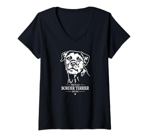 Damen Stolzer Border Terrier Mom Hund Hunderasse Terrier Hunde T-Shirt mit V-Ausschnitt Damen Stolzer Border Terrier Mom Hund Hunderasse Terrier Hunde T-Shirt mit V-Ausschnitt von Wilsigns Border Terrier Mom Designs