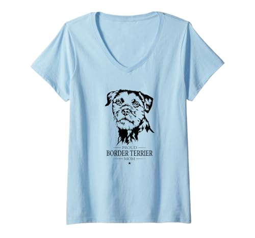 Damen Stolzer Border Terrier Mom Hund Hunderasse Terrier Hunde T-Shirt mit V-Ausschnitt Damen Stolzer Border Terrier Mom Hund Hunderasse Terrier Hunde T-Shirt mit V-Ausschnitt von Wilsigns Border Terrier Mom Designs