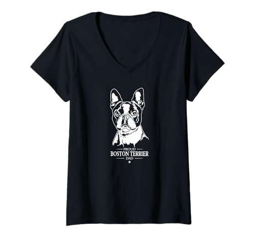 Damen Stolzer Boston Terrier Dad Hund Hunderasse Terrier Hunde T-Shirt mit V-Ausschnitt Damen Stolzer Boston Terrier Dad Hund Hunderasse Terrier Hunde T-Shirt mit V-Ausschnitt von Wilsigns Boston Terrier Dad Designs