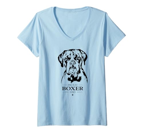 Damen Stolzer Boxer Dad Hund Hunderasse Deutscher Boxer Hunde T-Shirt mit V-Ausschnitt Damen Stolzer Boxer Dad Hund Hunderasse Deutscher Boxer Hunde T-Shirt mit V-Ausschnitt von Wilsigns Boxer Dad Designs