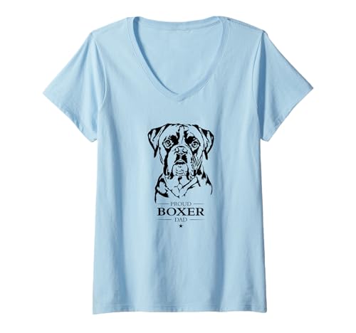Damen Stolzer Boxer Dad Hund Hunderasse Deutscher Boxer Hunde T-Shirt mit V-Ausschnitt Damen Stolzer Boxer Dad Hund Hunderasse Deutscher Boxer Hunde T-Shirt mit V-Ausschnitt von Wilsigns Boxer Dad Designs