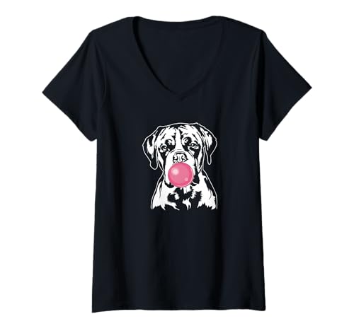 Damen Lustiger Boxer Portrait Hundeportrait Hund Hundesport Hunde T-Shirt mit V-Ausschnitt Damen Lustiger Boxer Portrait Hundeportrait Hund Hundesport Hunde T-Shirt mit V-Ausschnitt von Wilsigns Boxer Designs
