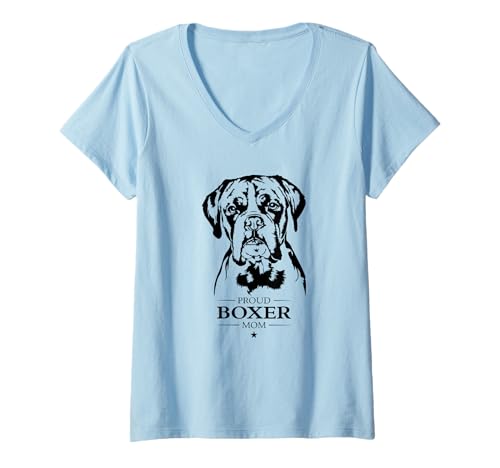 Damen Stolzer Boxer Mom Hund Hunderasse Deutscher Boxer Hunde T-Shirt mit V-Ausschnitt Damen Stolzer Boxer Mom Hund Hunderasse Deutscher Boxer Hunde T-Shirt mit V-Ausschnitt von Wilsigns Boxer Mom Designs