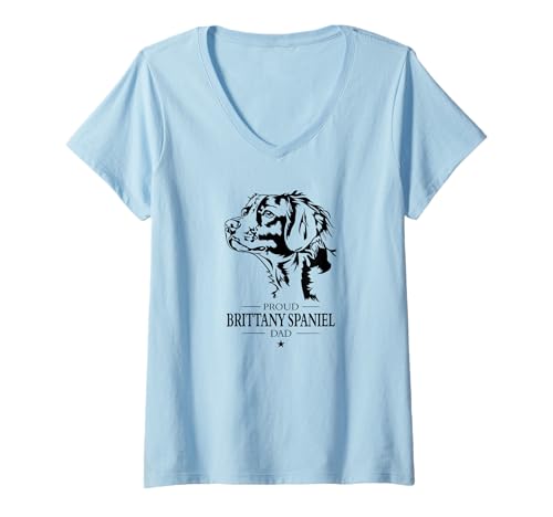 Damen Stolzer Brittany Spaniel Dad Hund Hunderasse Brittany Hunde T-Shirt mit V-Ausschnitt von Wilsigns Brittany Spaniel Dad Designs