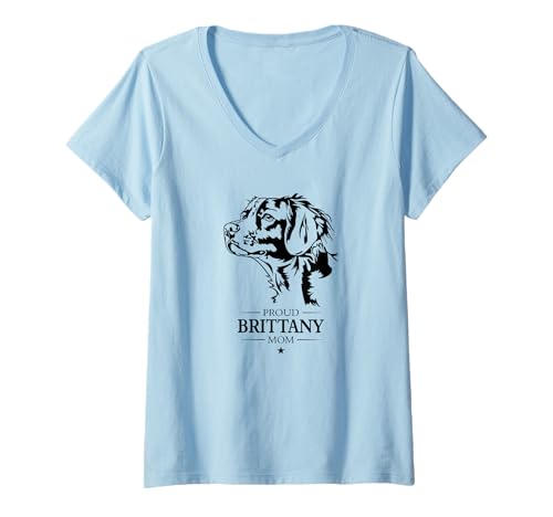 Damen Stolzer Brittany Mom Hund Hunderasse Brittany Spaniel Hunde T-Shirt mit V-Ausschnitt Damen Stolzer Brittany Mom Hund Hunderasse Brittany Spaniel Hunde T-Shirt mit V-Ausschnitt von Wilsigns Brittany Spaniel Mom Designs