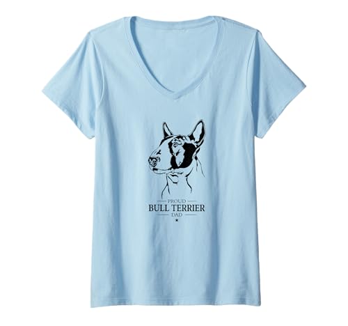 Damen Stolzer Bull Terrier Dad Hund Hunderasse Bullterrier Hunde T-Shirt mit V-Ausschnitt Damen Stolzer Bull Terrier Dad Hund Hunderasse Bullterrier Hunde T-Shirt mit V-Ausschnitt von Wilsigns Bull Terrier Dad Designs