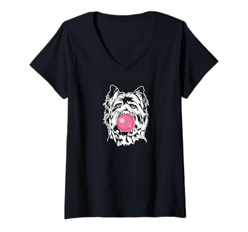 Damen Lustiger Cairn Terrier Portrait Hundeportrait Hund Hunde T-Shirt mit V-Ausschnitt Damen Lustiger Cairn Terrier Portrait Hundeportrait Hund Hunde T-Shirt mit V-Ausschnitt von Wilsigns Cairn Terrier Designs