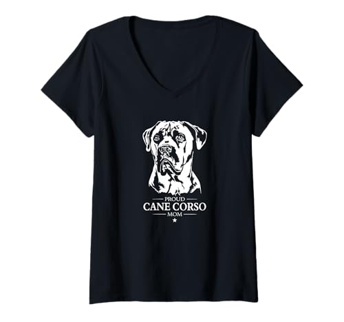 Damen Stolzer Cane Corso Mom Hund Hunderasse Cane Corso Hunde T-Shirt mit V-Ausschnitt Damen Stolzer Cane Corso Mom Hund Hunderasse Cane Corso Hunde T-Shirt mit V-Ausschnitt von Wilsigns Cane Corso Mom Designs