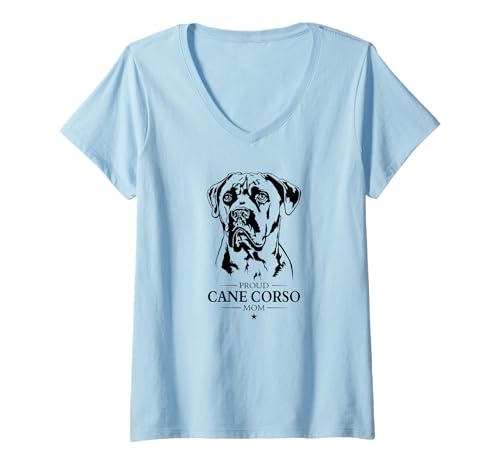 Damen Stolzer Cane Corso Mom Hund Hunderasse Cane Corso Hunde T-Shirt mit V-Ausschnitt Damen Stolzer Cane Corso Mom Hund Hunderasse Cane Corso Hunde T-Shirt mit V-Ausschnitt von Wilsigns Cane Corso Mom Designs