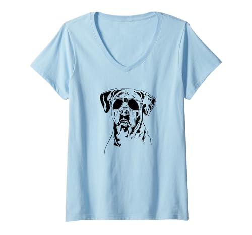 Damen Cooler Catahoula Leopard Dog Hund mit Sonnenbrille Hunde T-Shirt mit V-Ausschnitt Damen Cooler Catahoula Leopard Dog Hund mit Sonnenbrille Hunde T-Shirt mit V-Ausschnitt von Wilsigns Catahoula Leopard Dog Designs