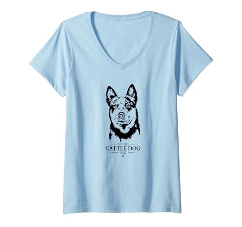 Damen Stolzer Cattle Dog Dad Hunderasse Cattle Dog Hütehunde T-Shirt mit V-Ausschnitt Damen Stolzer Cattle Dog Dad Hunderasse Cattle Dog Hütehunde T-Shirt mit V-Ausschnitt von Wilsigns Cattle Dog Dad Designs
