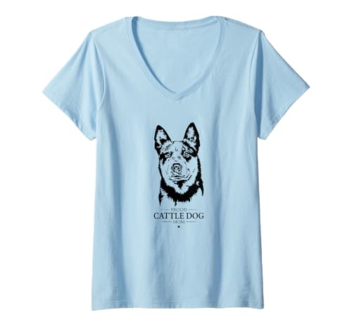 Damen Stolzer Cattle Dog Mom Hunderasse Cattle Dog Hütehunde T-Shirt mit V-Ausschnitt Damen Stolzer Cattle Dog Mom Hunderasse Cattle Dog Hütehunde T-Shirt mit V-Ausschnitt von Wilsigns Cattle Dog Mom Designs