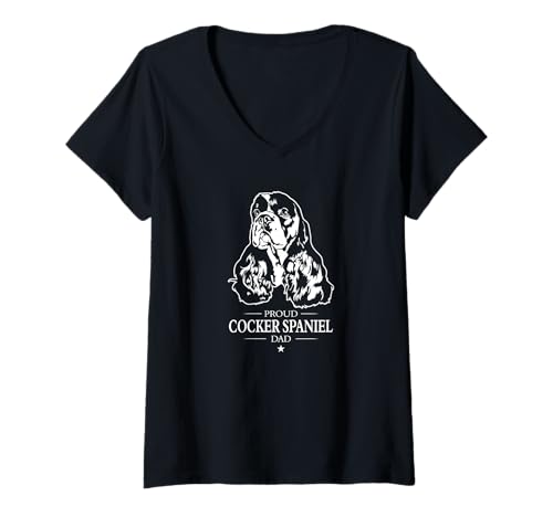 Damen Cocker Spaniel Dad Hund Hundebesitzer Spaniels Hunde T-Shirt mit V-Ausschnitt Damen Cocker Spaniel Dad Hund Hundebesitzer Spaniels Hunde T-Shirt mit V-Ausschnitt von Wilsigns Cocker Spaniel Dad Designs