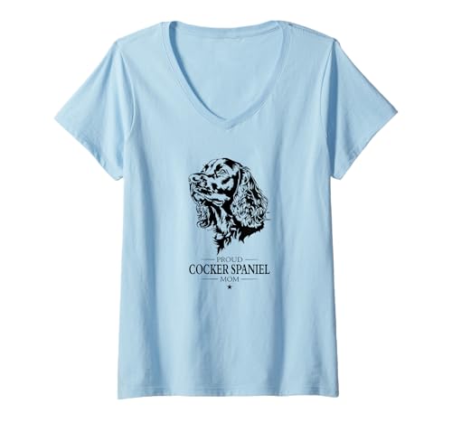 Damen Cocker Spaniel Mom Hund Hundebesitzer Spaniels Hunde T-Shirt mit V-Ausschnitt Damen Cocker Spaniel Mom Hund Hundebesitzer Spaniels Hunde T-Shirt mit V-Ausschnitt von Wilsigns Cocker Spaniel Mom Designs