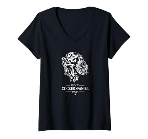 Damen Cocker Spaniel Mom Hund Hundebesitzer Spaniels Hunde T-Shirt mit V-Ausschnitt Damen Cocker Spaniel Mom Hund Hundebesitzer Spaniels Hunde T-Shirt mit V-Ausschnitt von Wilsigns Cocker Spaniel Mom Designs