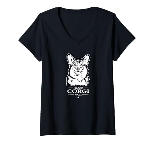 Damen Corgi Mom Hund Hundebesitzer Cardigan Pembroke Hunde T-Shirt mit V-Ausschnitt von Wilsigns Corgi Mom Designs