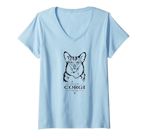 Damen Corgi Mom Hund Hundebesitzer Cardigan Pembroke Hunde T-Shirt mit V-Ausschnitt von Wilsigns Corgi Mom Designs