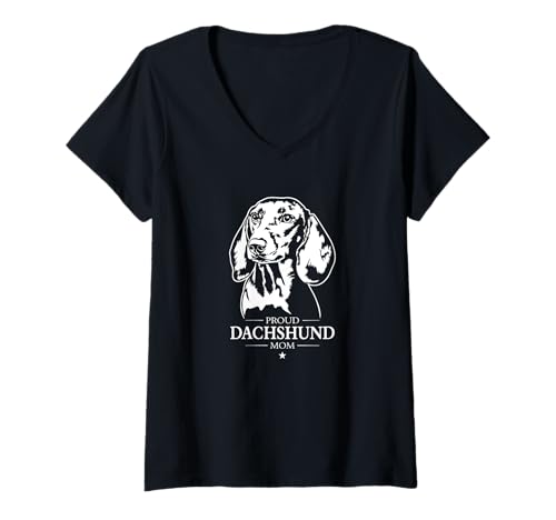 Damen Dachshund Mom Hund Hundebesitzer Dackel Teckel Hunde T-Shirt mit V-Ausschnitt Damen Dachshund Mom Hund Hundebesitzer Dackel Teckel Hunde T-Shirt mit V-Ausschnitt von Wilsigns Dachshund Mom Designs