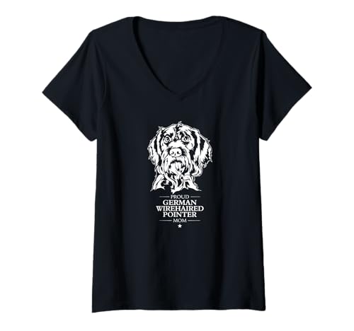 Damen German Wirehaired Pointer Mom Hunde Hund Deutsch Drahthaar T-Shirt mit V-Ausschnitt Damen German Wirehaired Pointer Mom Hunde Hund Deutsch Drahthaar T-Shirt mit V-Ausschnitt von Wilsigns Deutsch Drahthaar Mom Designs