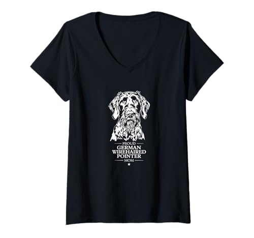 Damen German Wirehaired Pointer Mom Hunde Hund Deutsch Drahthaar T-Shirt mit V-Ausschnitt Damen German Wirehaired Pointer Mom Hunde Hund Deutsch Drahthaar T-Shirt mit V-Ausschnitt von Wilsigns Deutsch Drahthaar Mom Designs