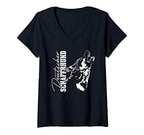 Damen Deutscher Schäferhund Hund Geschenk IGP Hunde Portrait T-Shirt mit V-Ausschnitt Damen Deutscher Schäferhund Hund Geschenk IGP Hunde Portrait T-Shirt mit V-Ausschnitt von Wilsigns Deutscher Schäferhund Designs