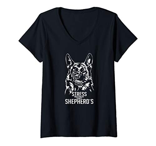 Damen Stress mich nicht sonst Shepherds Deutscher Schäferhund DSH T-Shirt mit V-Ausschnitt Damen Stress mich nicht sonst Shepherds Deutscher Schäferhund DSH T-Shirt mit V-Ausschnitt von Wilsigns Deutscher Schäferhund Designs