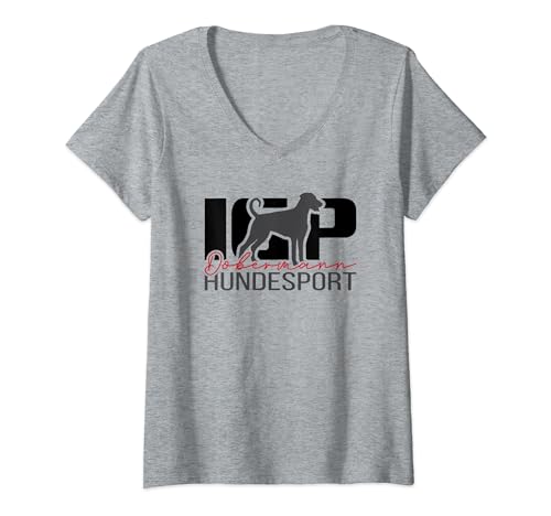 Damen Dobermann IGP Hundesport Hund Hunde IPO Schutzdienst T-Shirt mit V-Ausschnitt Damen Dobermann IGP Hundesport Hund Hunde IPO Schutzdienst T-Shirt mit V-Ausschnitt von Wilsigns Dobermann Designs