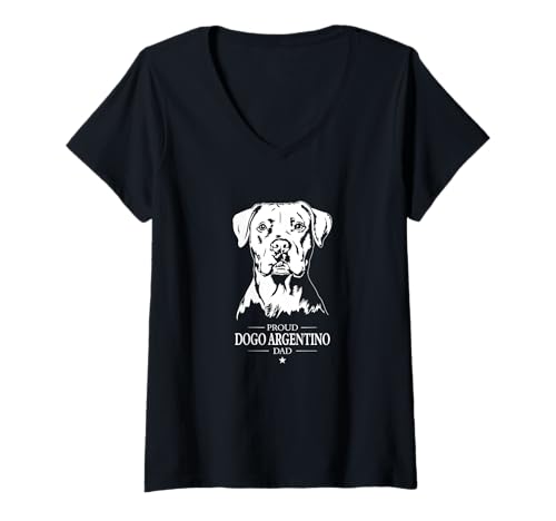 Damen Dogo Argentino Dad Hund Hundebesitzer Hunde T-Shirt mit V-Ausschnitt Damen Dogo Argentino Dad Hund Hundebesitzer Hunde T-Shirt mit V-Ausschnitt von Wilsigns Dogo Argentino Dad Designs