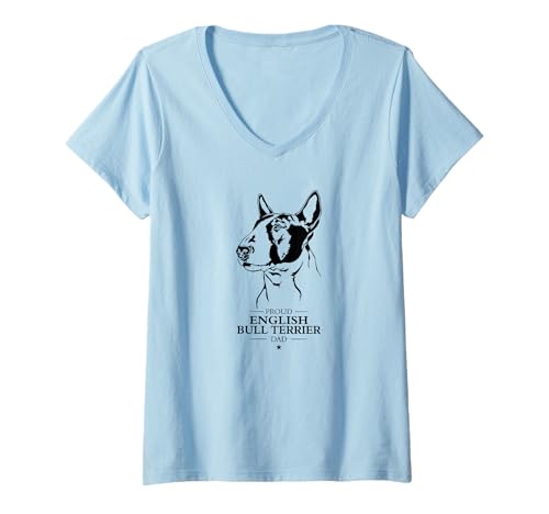 Damen English Bull Terrier Dad Hundebesitzer Bullterrier Hunde T-Shirt mit V-Ausschnitt Damen English Bull Terrier Dad Hundebesitzer Bullterrier Hunde T-Shirt mit V-Ausschnitt von Wilsigns English Bull Terrier Dad Designs
