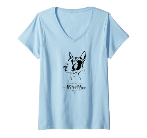 Damen English Bull Terrier Mom Hundebesitzer Bullterrier Hunde T-Shirt mit V-Ausschnitt Damen English Bull Terrier Mom Hundebesitzer Bullterrier Hunde T-Shirt mit V-Ausschnitt von Wilsigns English Bull Terrier Mom Designs