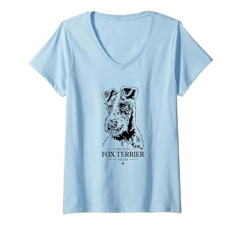 Damen Proud Fox Terrier Mom Hund Foxterrier Hunde T-Shirt mit V-Ausschnitt Damen Proud Fox Terrier Mom Hund Foxterrier Hunde T-Shirt mit V-Ausschnitt von Wilsigns Foxterrier Designs