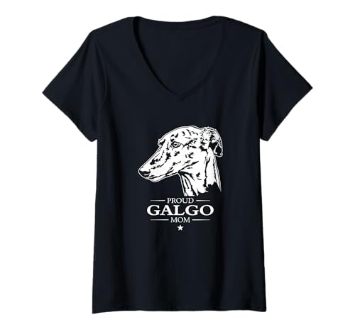 Damen Proud Galgo Mom Hund Galgo Espanol Windhunde Hunde T-Shirt mit V-Ausschnitt Damen Proud Galgo Mom Hund Galgo Espanol Windhunde Hunde T-Shirt mit V-Ausschnitt von Wilsigns Galgo Espanol Designs