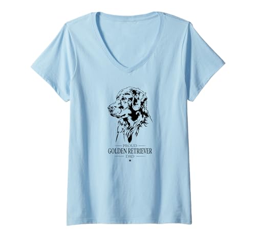 Damen Golden Retriever Dad Hunde Hund Hundebesitzer Goldie T-Shirt mit V-Ausschnitt Damen Golden Retriever Dad Hunde Hund Hundebesitzer Goldie T-Shirt mit V-Ausschnitt von Wilsigns Golden Retriever Dad Designs
