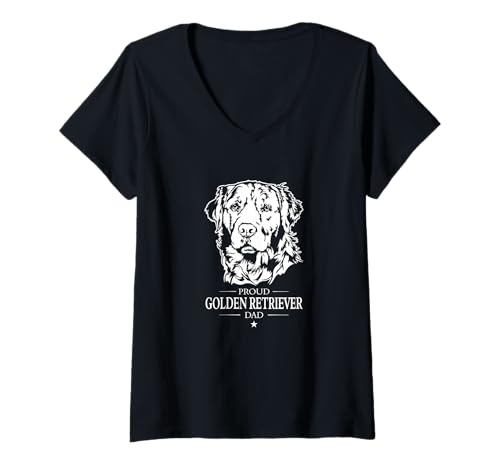 Damen Golden Retriever Dad Hunde Hund Hundebesitzer Goldie T-Shirt mit V-Ausschnitt Damen Golden Retriever Dad Hunde Hund Hundebesitzer Goldie T-Shirt mit V-Ausschnitt von Wilsigns Golden Retriever Dad Designs