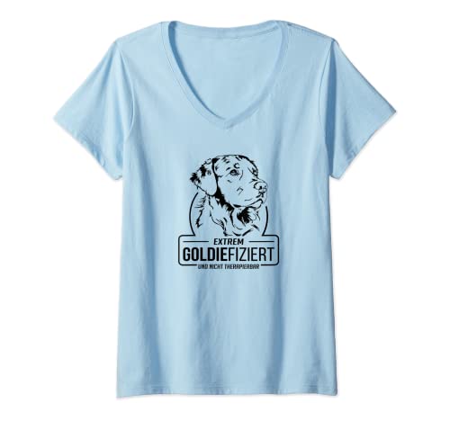 Damen Lustiger Golden Retriever Goldiefiziert Hunde Hundespruch T-Shirt mit V-Ausschnitt Damen Lustiger Golden Retriever Goldiefiziert Hunde Hundespruch T-Shirt mit V-Ausschnitt von Wilsigns Golden Retriever