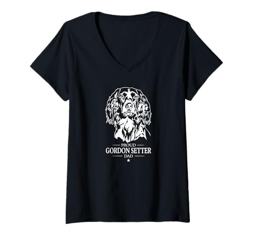 Damen Gordon Setter Dad Hund Hundebesitzer Jagdhunde Hunde T-Shirt mit V-Ausschnitt Damen Gordon Setter Dad Hund Hundebesitzer Jagdhunde Hunde T-Shirt mit V-Ausschnitt von Wilsigns Gordon Setter Dad Designs