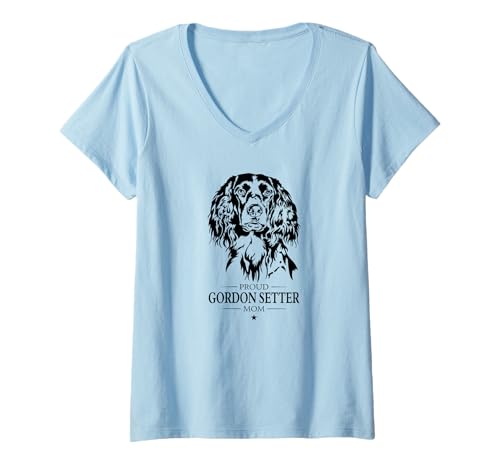 Damen Gordon Setter Mom Hund Hundebesitzer Jagdhunde Hunde T-Shirt mit V-Ausschnitt Damen Gordon Setter Mom Hund Hundebesitzer Jagdhunde Hunde T-Shirt mit V-Ausschnitt von Wilsigns Gordon Setter Mom Designs