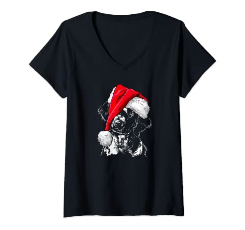 Damen Lustiger Santa Großer Münsterländer Weihnachtsmann Hunde T-Shirt mit V-Ausschnitt Damen Lustiger Santa Großer Münsterländer Weihnachtsmann Hunde T-Shirt mit V-Ausschnitt von Wilsigns Großer Münsterländer Designs