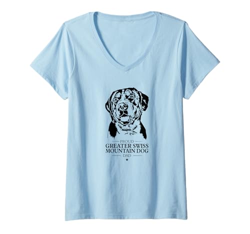 Damen Greater Swiss Mountain Dog Dad Grosser Schweizer Sennenhund T-Shirt mit V-Ausschnitt Damen Greater Swiss Mountain Dog Dad Grosser Schweizer Sennenhund T-Shirt mit V-Ausschnitt von Wilsigns Großer Schweizer Sennenhund Dad Designs
