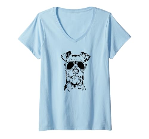 Damen Cooler Irish Terrier Hund mit Sonnenbrille Terrier Hunde T-Shirt mit V-Ausschnitt Damen Cooler Irish Terrier Hund mit Sonnenbrille Terrier Hunde T-Shirt mit V-Ausschnitt von Wilsigns Irish Terrier Designs