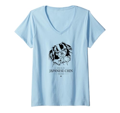 Damen Japan Chin Mom Hunde Hundebesitzer Lustiger Hund T-Shirt mit V-Ausschnitt Damen Japan Chin Mom Hunde Hundebesitzer Lustiger Hund T-Shirt mit V-Ausschnitt von Wilsigns Japan Chin Mom Designs