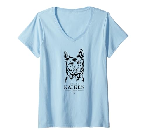 Damen Kai Ken Dad Hunde Hundebesitzer Lustiger Hund T-Shirt mit V-Ausschnitt Damen Kai Ken Dad Hunde Hundebesitzer Lustiger Hund T-Shirt mit V-Ausschnitt von Wilsigns Kai Ken Dad Designs
