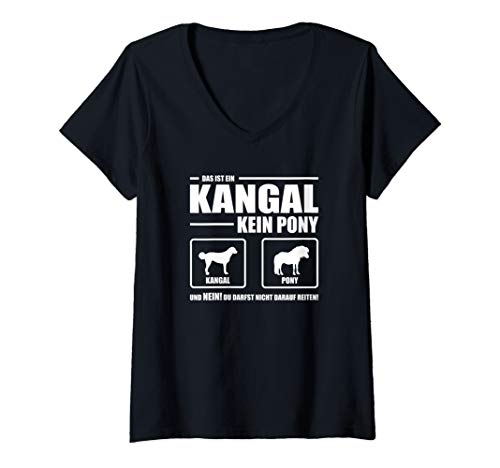 Damen Kangal Kein Pony Hund lustiger Hundespruch Hunde T-Shirt mit V-Ausschnitt Damen Kangal Kein Pony Hund lustiger Hundespruch Hunde T-Shirt mit V-Ausschnitt von Wilsigns Kangal Designs