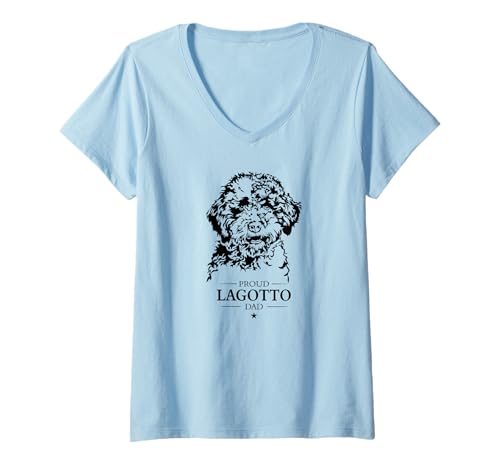Damen Lagotto Romagnolo Dad Hund Hundebesitzer Hunde T-Shirt mit V-Ausschnitt Damen Lagotto Romagnolo Dad Hund Hundebesitzer Hunde T-Shirt mit V-Ausschnitt von Wilsigns Lagotto Romagnolo Dad Designs