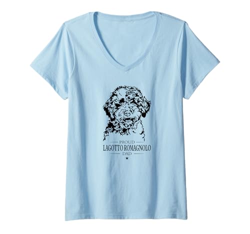 Damen Lagotto Romagnolo Dad Hund Hundebesitzer Hunde T-Shirt mit V-Ausschnitt Damen Lagotto Romagnolo Dad Hund Hundebesitzer Hunde T-Shirt mit V-Ausschnitt von Wilsigns Lagotto Romagnolo Dad Designs