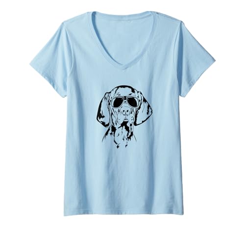 Damen Cooler Magyar Vizsla Hund mit Sonnenbrille Vischel Jagdhunde T-Shirt mit V-Ausschnitt Damen Cooler Magyar Vizsla Hund mit Sonnenbrille Vischel Jagdhunde T-Shirt mit V-Ausschnitt von Wilsigns Magyar Vizsla Designs