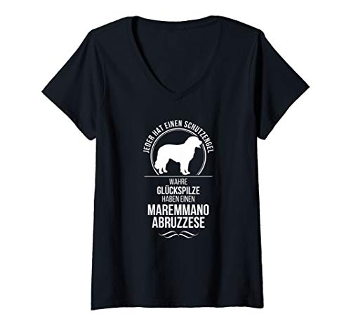 Damen Maremmano Abruzzese Schutzengel Hund Hundespruch T-Shirt mit V-Ausschnitt Damen Maremmano Abruzzese Schutzengel Hund Hundespruch T-Shirt mit V-Ausschnitt von Wilsigns Maremmano Abruzzese Designs